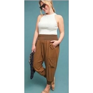 Anthropologie Chestnut Brown High-Waist Jogger Pants